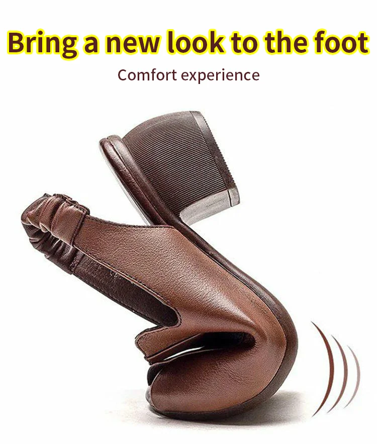 Soft-Soled Retro Leather Fish Mouth Women's Shoes